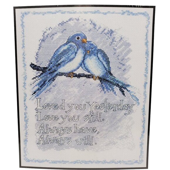 PLAID BUCILLA Counted Cross Stitch Kit LOVE YOU ALWAYS 8x10 Lovebirds WM45656 - Picture 3 of 5